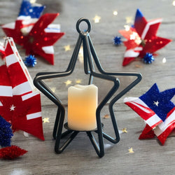 Wrought Iron Star Tea Light Candle Holder - MADE IN THE USA.