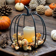 Medium Wrought Iron Pumpkin Candle Holder - MADE IN THE U.S.A..