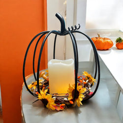 Medium Wrought Iron Pumpkin Candle Holder - MADE IN THE U.S.A.