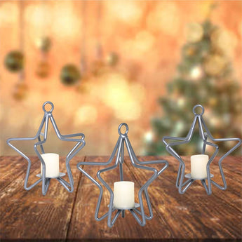Silver Star Tea Light Candle Holder - MADE IN THE USA