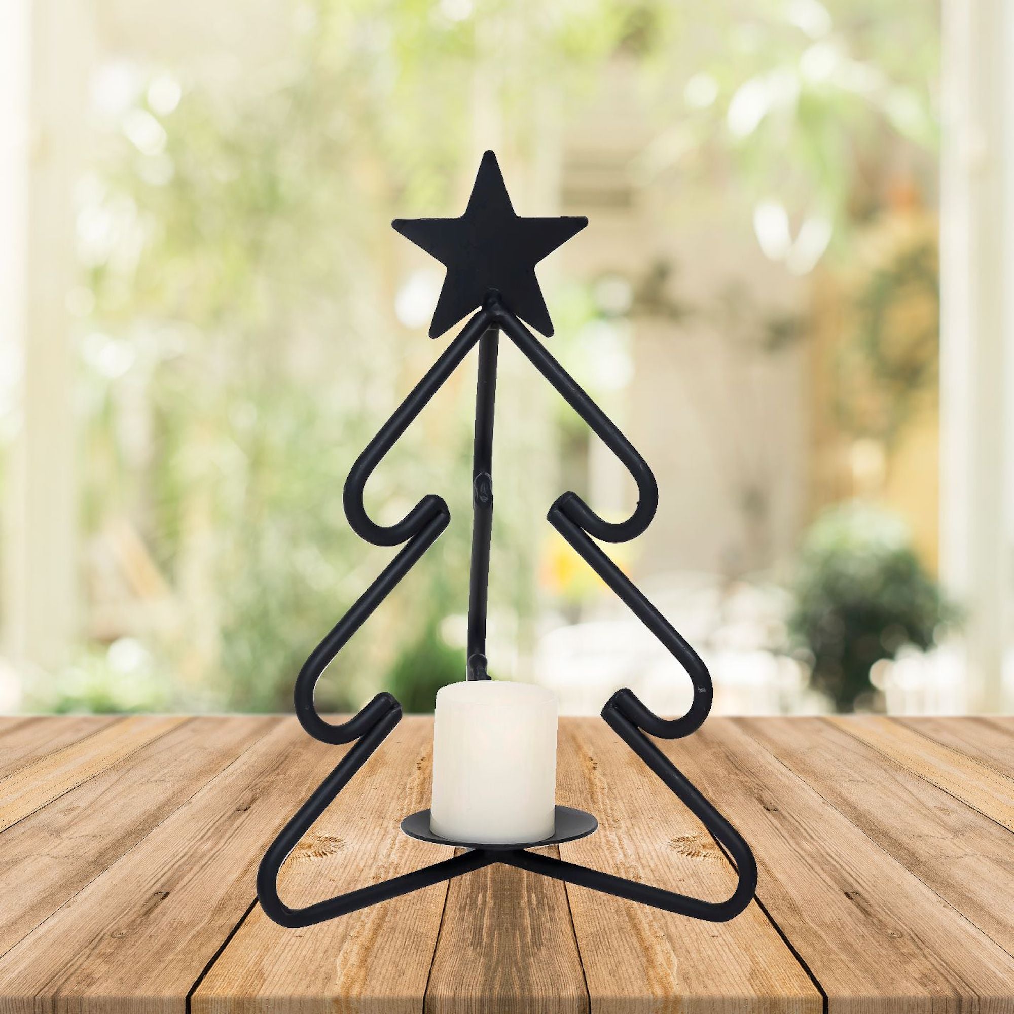 Wrought Iron Christmas Tree Tea Light Candle Holder - MADE IN THE USA